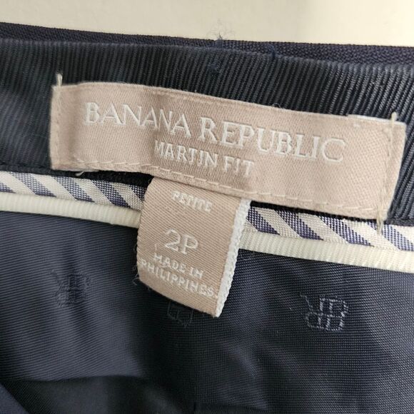 Banana Republic Navy Wool Martin Fit Career Pant Office Work Slim 2P - Picture 6 of 11